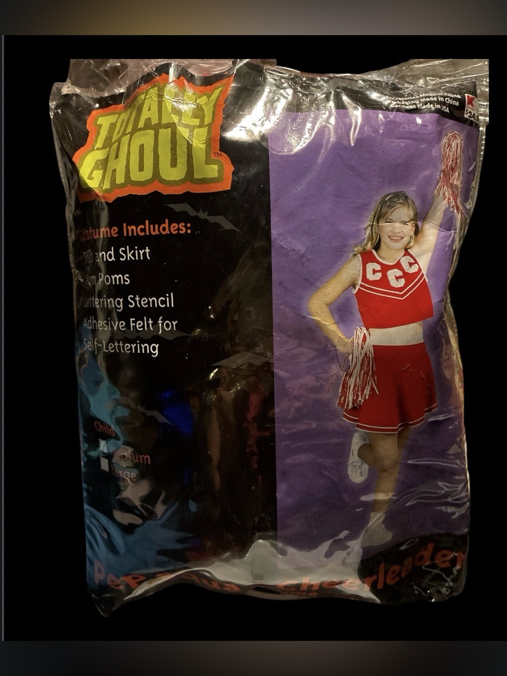 Vintage Kmart Totally Ghoul Child Cheerleader Halloween Costume -Size Kids Med